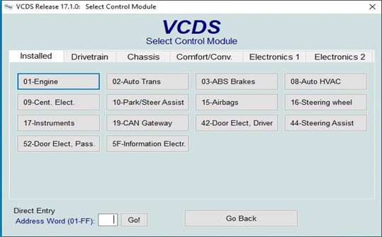 Menu VCDS