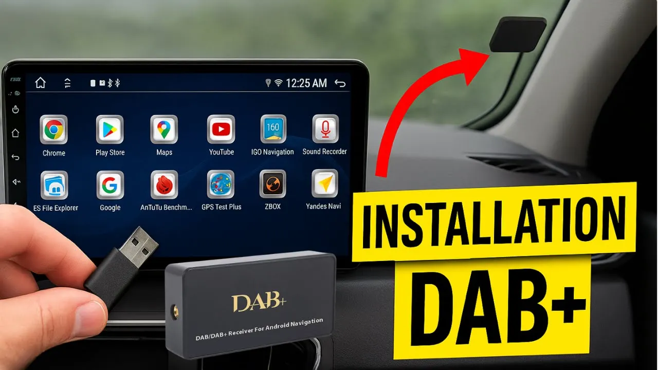 Installation DAB+ sur autoradio Android compatible Apple CarPlay et Android Auto