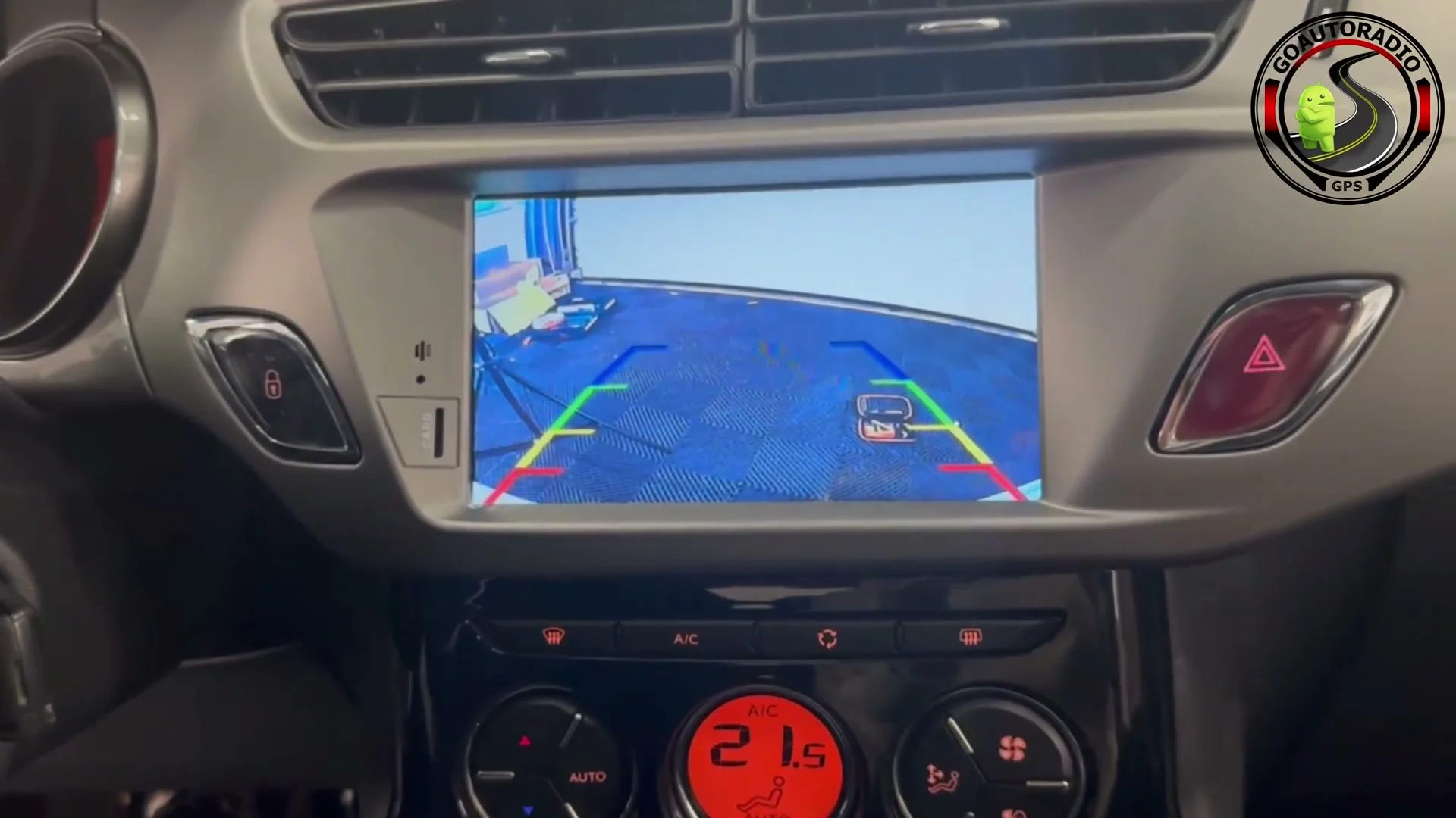 Test caméra de recul C3 DS3 sur écran autoradio Android Auto avec radars de recul