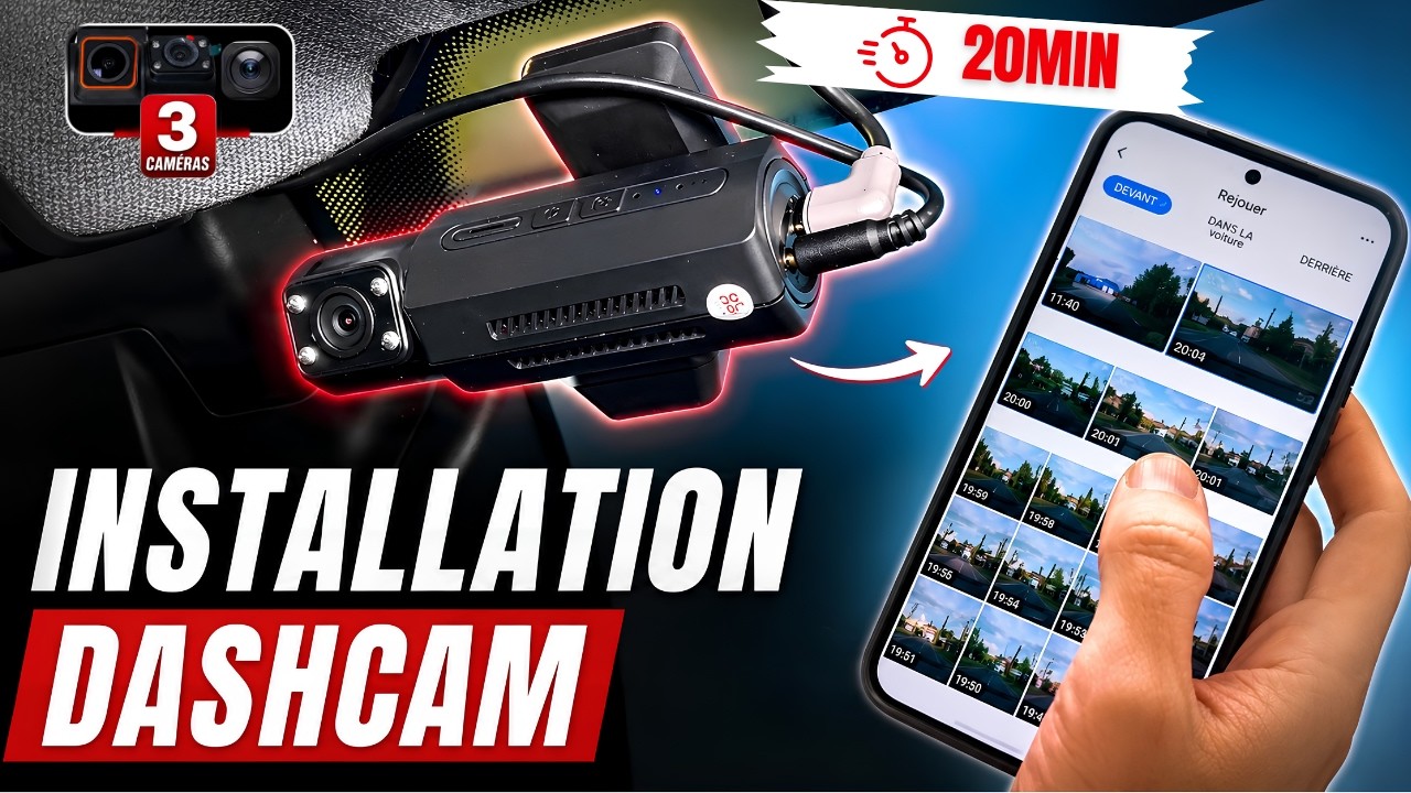 Installation dashcam 3 caméras 4K avec branchement OBD et caméra arrière