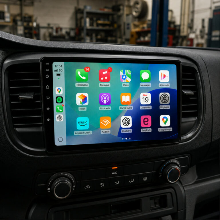 Autoradio Android Peugeot Expert Citroën Jumpy installé avec CarPlay et Android Auto